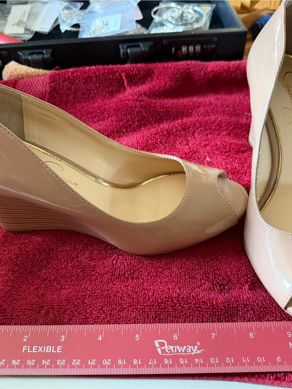 Jessica Simpson Blush Patent Peep-Toe Heels